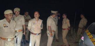 बलिया में एनकाउंटर के बाद मौके पर पुलिस