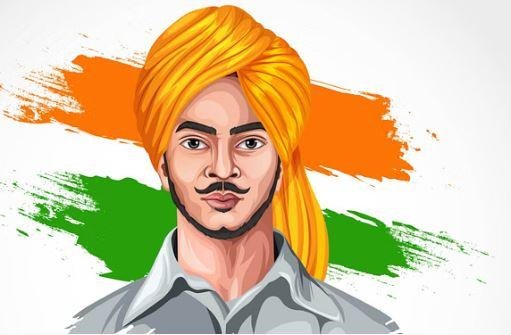 बलिदान दिवस पर नितिन गडकरी और CM Yogi ने भगत सिंह, सुखदेव और राजगुरु को दी श्रद्धांजलि अमर शहीद भगत सिंह की तस्वीर।