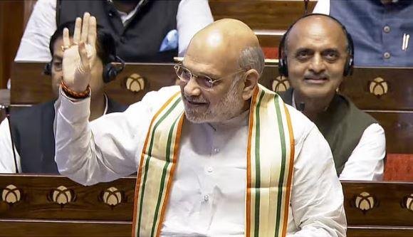 राज्यसभा में मंगलवार को बोलते हुए केंद्रीय गृह मंत्री अमित शाह