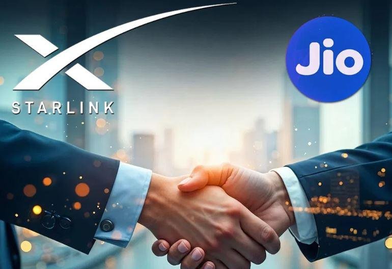 JIO ने भी एलन मस्क के Starlink से मिलाया हाथ | 22Scope News रिलायंस जियो और स्टारलिंक के बीच करार की सांकेतिक फोटो