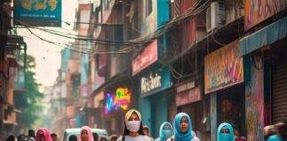 हीटवेव-लू से लोगों की परेशानी को दर्शाती AI जेनरेटेड तस्वीर