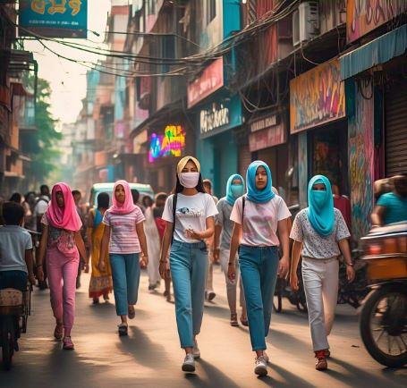 हीटवेव-लू से लोगों की परेशानी को दर्शाती AI जेनरेटेड तस्वीर