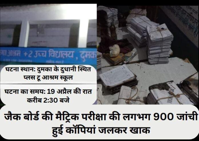प्लस टू आश्रम स्कूल में मूल्यांकन के बाद रखी गई मैट्रिक की कॉपियों में आग, 900 कॉपियां जलकर खाक