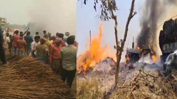 किसान की बहादुरी, ट्रैक्टर को जलाया, गांव को बचाया