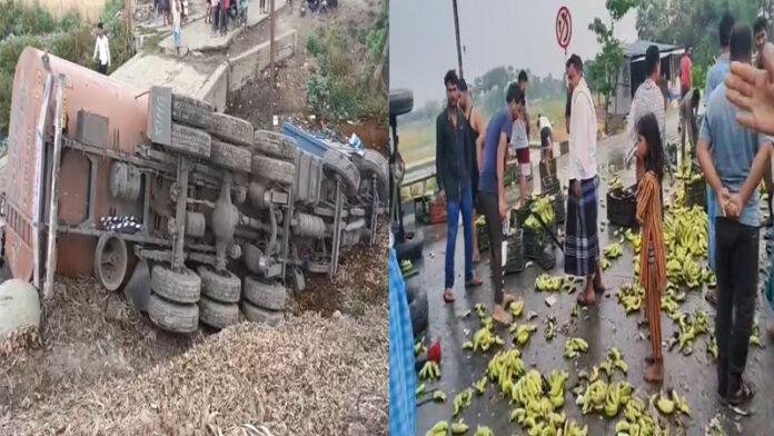 तेल टैंकर व मालवाहक पिकअप में टक्कर, कोई हताहत नहीं