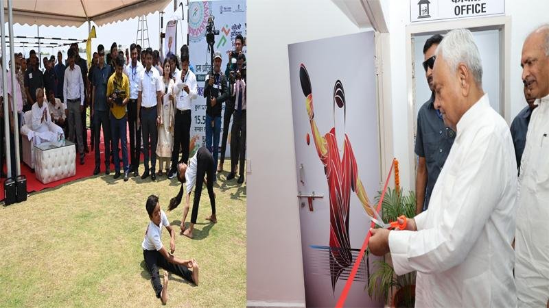 मुख्यमंत्री ने महाबोधि अतिथिगृह व बिपार्ड में मेजर ध्यानचंद खेल परिसर का किया उद्घाटन