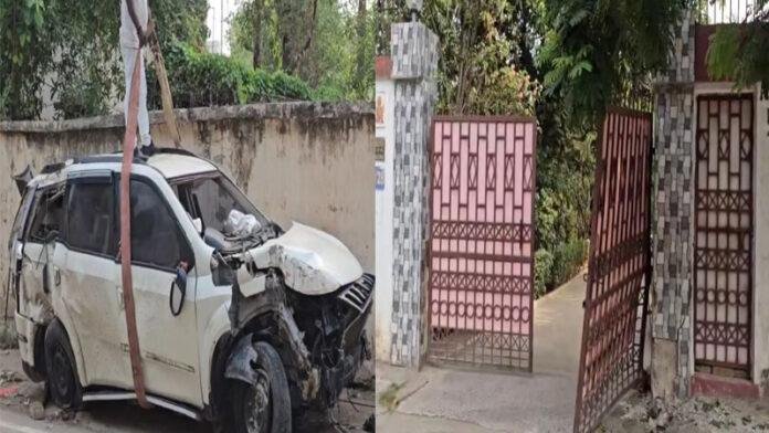 रेल ADG के आवास के पास सड़क हादसा, अनियंत्रित SUV कार ने दरवाजे में मारी टक्कर