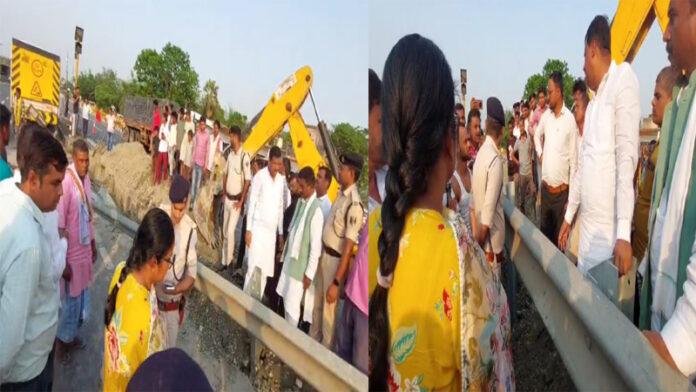 NH-27 पर बने अवैध कट को बंद करने पर RJD MLA हुए नाराज