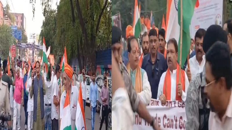 भारतीय सेना के शौर्य, पराक्रम व वीरता के समर्थन में BJP ने पटना में निकाली भव्य तिरंगा यात्रा