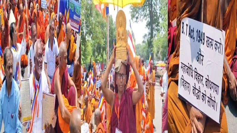अपनी मांगों को लेकर पटना की सड़कों पर उतरे बौद्ध भिक्षु