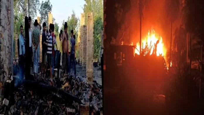 गांव में भीषण आग से लाखों का नुकसान, शादी का सामान भी जला