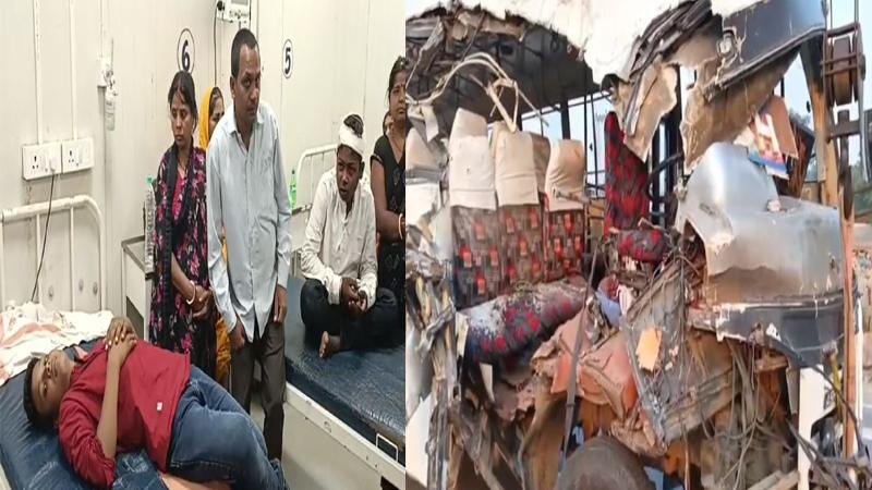 बस और हाइवा में जोरदार टक्कर, 3 लोग की दर्दनाक मौत, दर्जन से अधिक लोग जख्मी