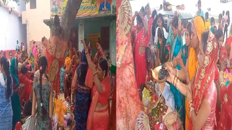 सुहागिन महिलाएं ने किया वट सावित्री पूजा, बरगद के पेड़ पर बांधा कच्चा सूत