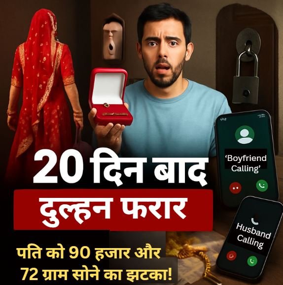 शादी के 20 दिन बाद नवविवाहिता 90 हजार नकद व 72 ग्राम सोना लेकर फरार, पति ने दर्ज कराई प्राथमिकी