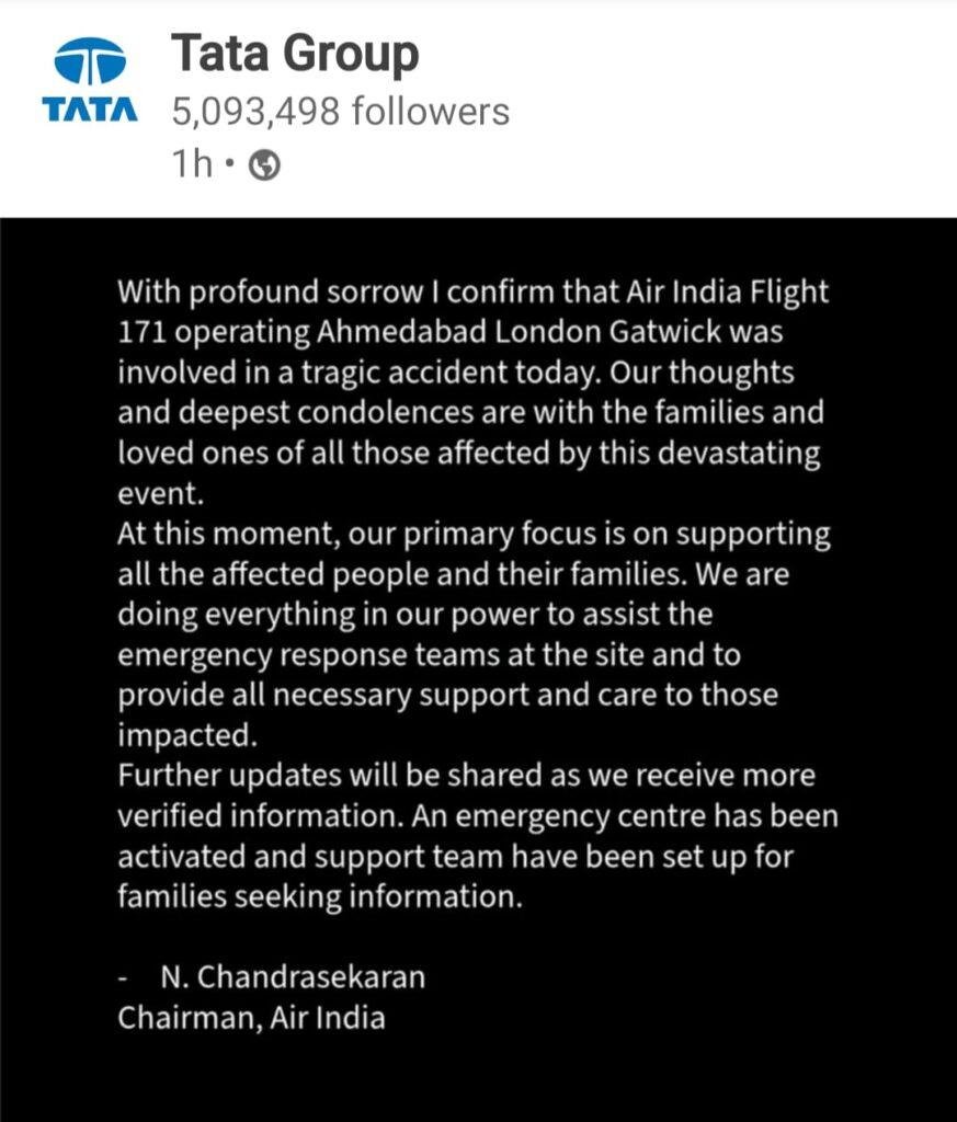 Air India Chairmans Tweet Bihar News, Jharkhand News & Live Updates