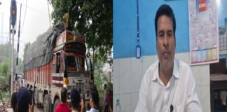 पूर्वी रेल फाटक के हाईटगेज को अनियंत्रित ट्रक ने कर दिया ध्वस्त