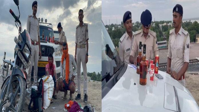 ट्रेन से शराब उतार कर ले जा रहे 2 तस्कर, बाइक के साथ गिरफ्तार