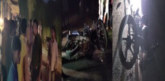 तेज रफ्तार स्कार्पियो ने मोटरसाइकिल पर सवार 4 व्यक्ति को मारी जोरदार टक्कर, सभी बुरी तरह से घायल