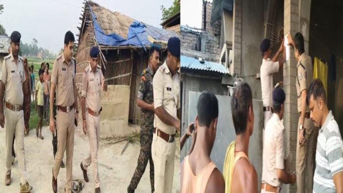 अभियुक्त के घर पर वरीय पुलिस अधिकारी बैंड बाजे के साथ पहुंच चिपकाया इश्तहार