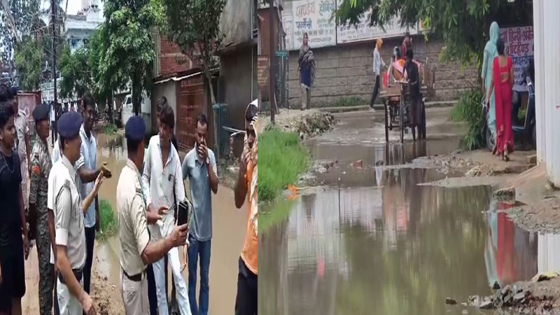 गंदे नाले के पानी की निकासी को लेकर मोहल्लेवासियों ने किया 6 घंटे तक सड़क जाम