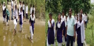 सैकड़ों छात्र-छात्राओं मनियारी नदी पार कर जाते हैं विद्यालय, बना रहता है भय