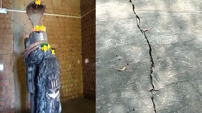 शिव मंदिर में मंत्री का दिया चबूतरा 10 दिन में टूटा