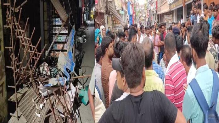 बंद दुकान पर अंधेरी रातों में भू-माफिया ने चलाया बुलडोजर