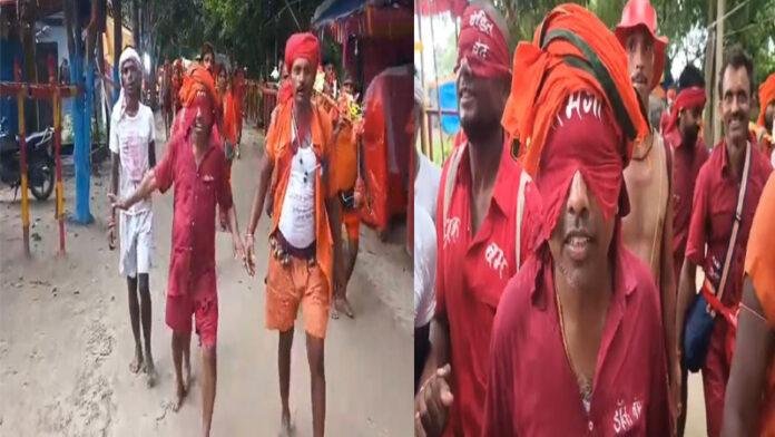 मनोकामना हुई पूर्ण तो बाबा भोले के भक्त ने किया 'हठ योग', आंखों पर पट्टी बांधकर पैदल चले बाबाधाम