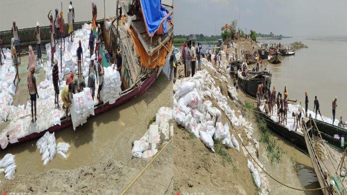 इस्माइलपुर बिंद टोली का बांध का बड़ा हिस्सा गंगा में समाया, जल संसाधन विभाग करा रही दुरुस्त