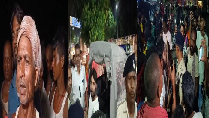 बाढ़ पीड़ितों को हटाने व उनके मवेशियों को अंदर प्रवेश नहीं करने देने को लेकर जमकर हंगामा