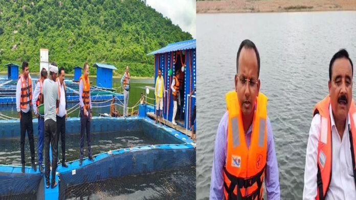 हरदिया डैम में 136 फिशिंग केज में हो रहे मछली पालन, DM ने किया निरीक्षण, दिए आवश्यक निर्देश