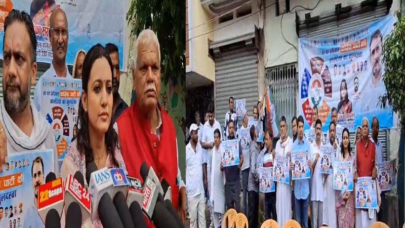 शिविर लगाकर कांग्रेस पार्टी की 'हर घर अधिकार की गारंटी' का गुलदस्ता योजना की दी जानकारी