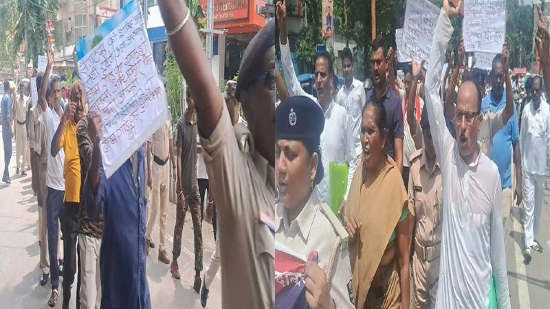 समान काम का समान वेतन की मांग को लेकर भागलपुर, आरा व छपरा में होमगार्ड जवानों का प्रदर्शन