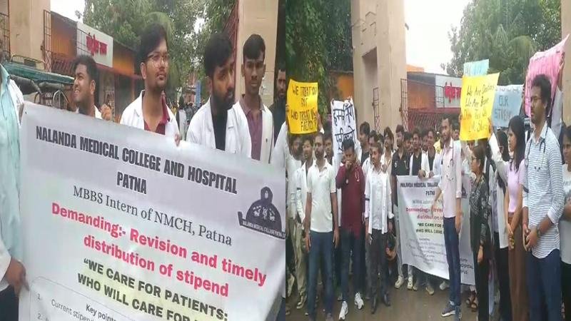 NMCH के जूनियर डॉक्टरों ने लंबे समय से जारी अपनी मांगों को लेकर किया विरोध प्रदर्शन