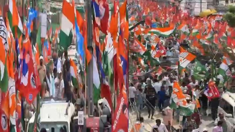 वोटर अधिकार यात्रा : राहुल का काफिला पहुंचा बेतिया, पोस्टर लिए कार्यकर्ताओं की भीड़ सड़कों पर उमड़ी 2 22Scope News Rahul 1 1 22Scope News