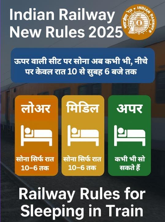 Indian Railway New Rules 2025: ट्रेन में ऊपर वाली सीट पर सोने को लेकर जारी हुए नए नियम, जानें पूरा अपडेट