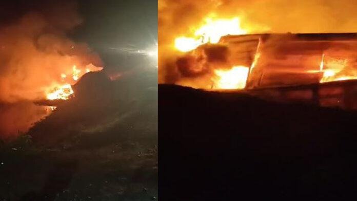 घायल लोगों को ले जा रही एंबुलेंस का हो गया एक्सीडेंट, आग के गोले में तब्दील, सुरक्षित निकले घायल व चालक