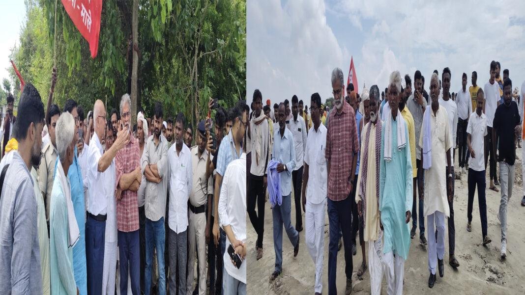 दीपांकर, कुणाल, सुदामा पहुंचे आरा, जवनिया व नौरंगा गांव के लोगों से की बात, बांध पर हो रहे समस्याओं का लिया जायजा