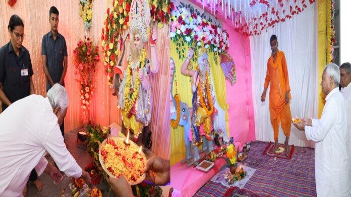 मुख्यमंत्री नीतीश ने की भगवान विश्वकर्मा की पूजा-अर्चना