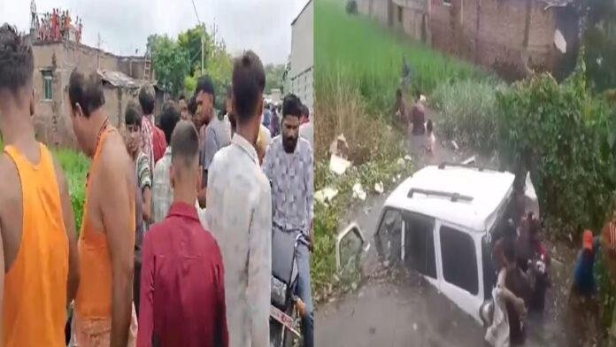 Siwan Wine बेकाबू होकर पलटी शराब से भरी स्कॉर्पियो गाड़ी, लूटने के लिए लोगों की लगी होड़