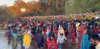 अमेरिका के न्यू जर्सी में बिहार और झारखंड के लोगों ने हर्षोल्लास से मनाया छठ महापर्व, सूर्य को दिया अर्घ्य छठ