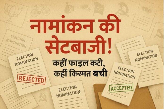222 नामांकन के खेल में ‘सेटबाजी’: कहीं फाइल कटी, कहीं किस्मत बची!