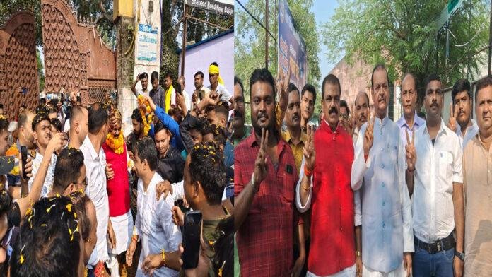 कांग्रेस प्रत्याशी मोहन श्रीवास्तव ने किया नामांकन, सुबोधकांत सहाय हुए शामिल