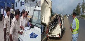 भीषण सड़क हादसा, स्कॉर्पियो ने कंटेनर में मारी टक्कर 3 की मौत, 7 घायल, स्कॉर्पियो पूरी तरह से क्षतिग्रस्त