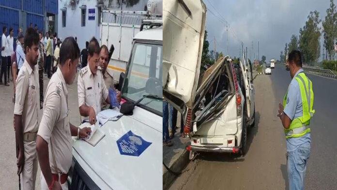भीषण सड़क हादसा, स्कॉर्पियो ने कंटेनर में मारी टक्कर 3 की मौत, 7 घायल, स्कॉर्पियो पूरी तरह से क्षतिग्रस्त