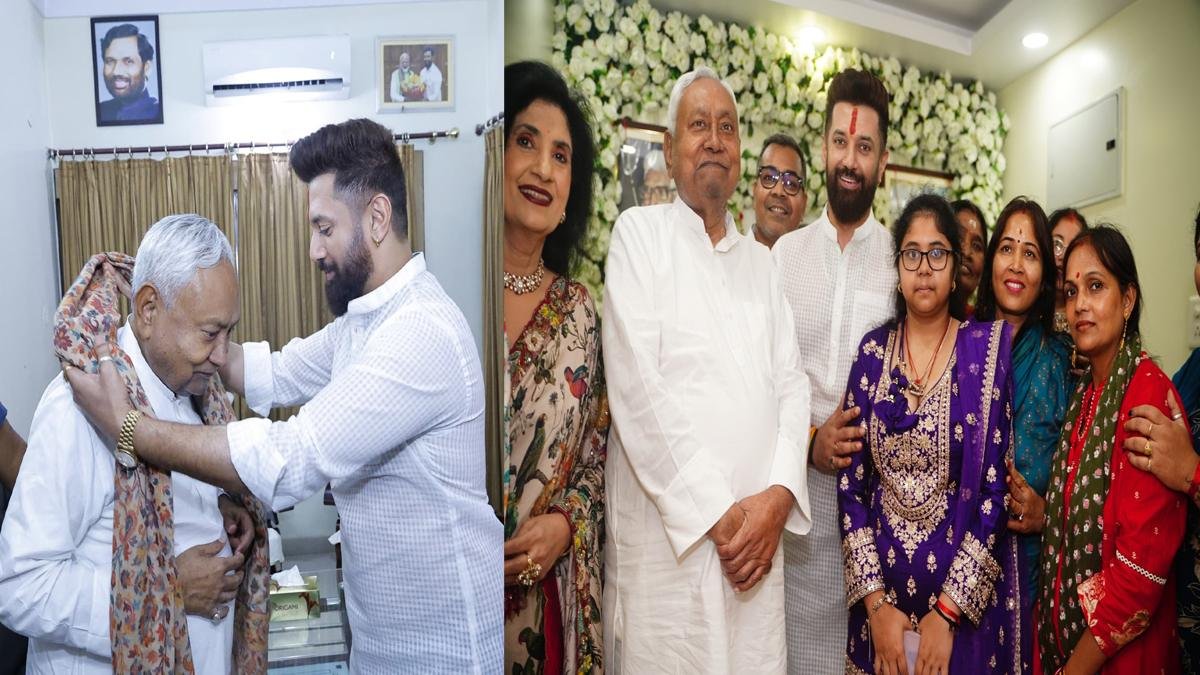 चुनाव के बीच खरना का प्रसाद खाने चिराग के घर पहुंचे CM नीतीश, पैर छूकर लिया आशीर्वाद 3 22Scope News Nitish Chath 1 22Scope News