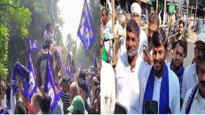 हाथी से सवार होकर पहुंचे बीएसपी प्रत्याशी धीरज सिंह, जदयू प्रत्याशी जमा खान पर बोला तीखा हमला