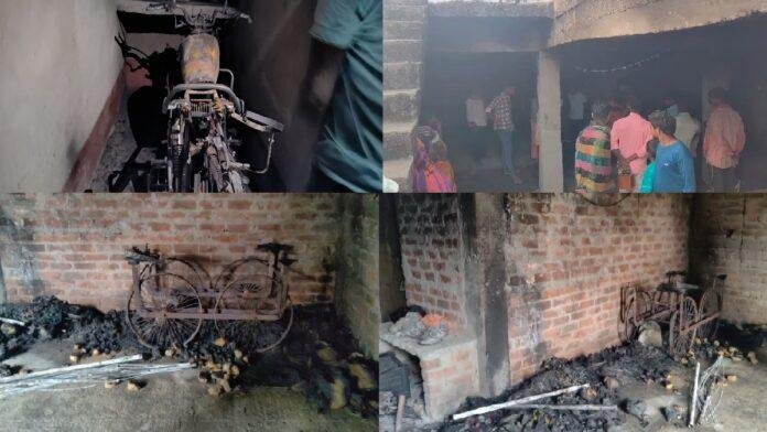 नवादा में दबंगों ने मकान में लगाई आग , किरायदारों ने वेंटिलेटर से बाहर निकल कर बचाई जान, लाखों का नुकसान