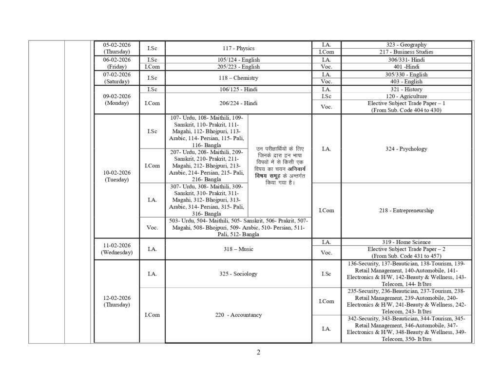 BSEB Exam Calender 2026 29.11.25 page 0002 22Scope News