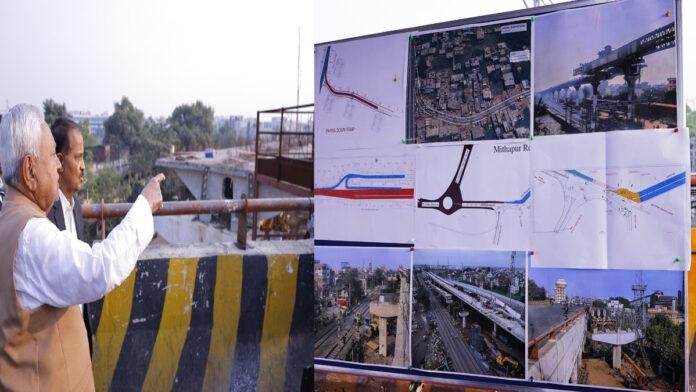 मुख्यमंत्री ने मीठापुर-महुली-पुनपुन पथ व मीठापुर फ्लाईओवर से चिरैयाटांड़ फ्लाईओवर को जोड़ने हेतु पहुंच पथ व सर्विस पथ का किया निरीक्षण